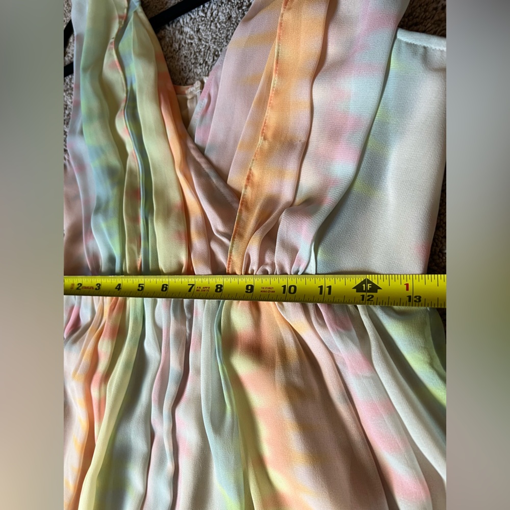 Anthropologie Lil Watercolor Tie-dye Pastel Rainbow Maxi Dress, Size 4 - Picture 11 of 11